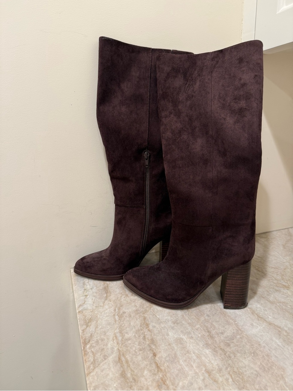Dolce Vita Over-the-Knee Suede Boots in Deep Plum